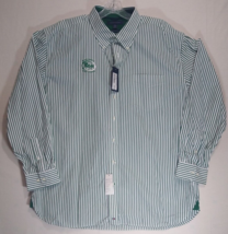 Tommy Hilfiger 80&#39;s Two Ply Cotton Green Striped Long Sleeve Shirt - XXL W/Logo - £23.59 GBP