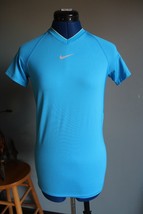 Nike Pro Dri-Fit Compression Women&#39;s Blue Short Sleeve Top ~L~ 449370-461 - £12.69 GBP