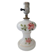 Floral Milk Glass Lamp Vintage Roses Boudoir Bedside Base ONLY Shabby Decor READ - £19.83 GBP