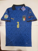 Giorgio Chiellini Italy 20/21 Euro Match Slim Blue Home Soccer Jersey 2020-2021 - £79.93 GBP