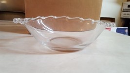 Vintage Clear Glass Oval Shape Fruit Bowl Vase With handles - $39.00