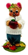 Annalee Girl Mouse Apple Picking Fall Leaves Open Eyes Mouth 8 inch 2016... - $16.82