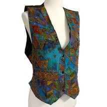 Heavily Beaded Vest Womens M Vintage 90s Bohemian Hippie Ethnic Colorful Tribal - £38.91 GBP