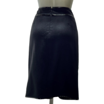 PER SE Skirt BLack Wool Blend Patent Leather Trim Front Slit Pencil Wome... - $17.99
