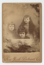Antique c1880s Cabinet Card Three Adorable Little Girls New York Portrait Co. - £9.55 GBP