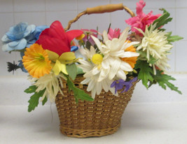 Artificial Flower Planter woven Basket Faux Indoor House Plant with Handle - £7.66 GBP