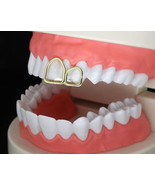 Double Open Face Single Grillz 14k Gold Plated Teeth Upper Top or Lower ... - £7.05 GBP