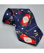 Vintage USA Made 100% Silk Men&#39;s Neck Tie Tabasco Hot Sauce Peppers Golf - $11.64