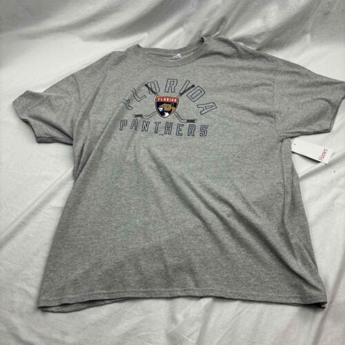 NWT Hanes Men's T-Shirt Gray NHL Florida Panthers Crew Neck Short Sleeve 2XL - £15.12 GBP