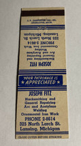 Vintage Matchbook Cover Matchcover Joseph Fitz Blacksmithing Lansing MI - £3.38 GBP