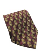 Cocktail Colors Burgundy Brown Gold Geometric Novelty Silk Necktie - £10.88 GBP