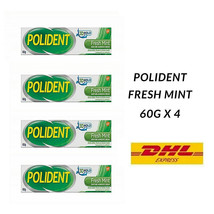 Polident Adhesive Cream Fresh Mint Improve Denture Fit Strong Hold 60g X 4 Pcs - £40.46 GBP