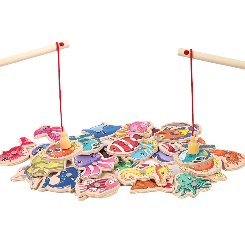 Play Montessori Wooden Magnetic Fishing Play for Baby Cartoon Marine Life Cognit - £23.05 GBP