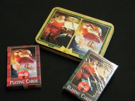 Coca - Cola Brand Playing Cards -In-A-Tin Xmas Nostalgia Set 2 Packs - $4.90