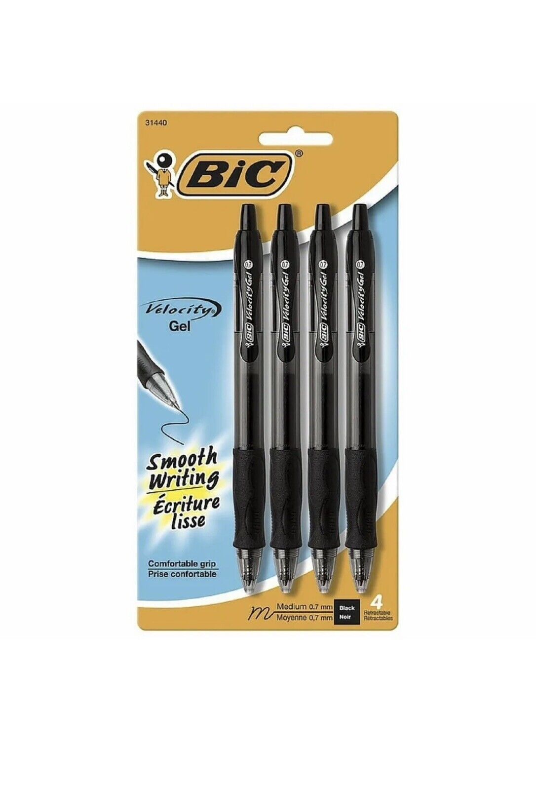 BIC Gel-ocity Retractable Gel Pen, Medium Point (0.7 mm), Black, 4-Count New - $9.99