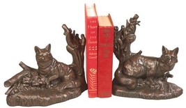 Bookends Bookend TRADITIONAL Lodge Fox Family Chocolate Brown Resin - £248.19 GBP