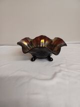 Antique Northwood 8" Amethyst Carnival Glass Footed Ruffled Bowl - $39.59