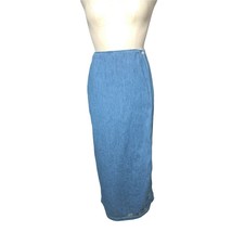 Casual Corner Jean Skirt Wrap Light Blue Denim Womens 10 Embroidered Lon... - $24.00