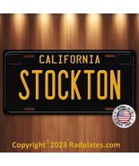 Stockton BLACK VINTAGE California Vanity Aluminum License Plate Tag NEW! - £13.21 GBP
