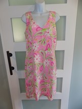 Lilly Pulitzer Pink Sands Lena Silk Shift V-Neck Stretch Dress Size 8 Women&#39;s - £125.07 GBP