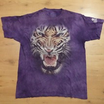 The Mountain Shirt Mens XL Roaring Tiger Purple Tie Dye Angry Animal Oglebay - £15.28 GBP
