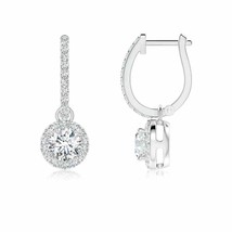Authenticity Guarantee 
ANGARA Lab-Grown Diamond Dangle Earrings with Halo in... - £828.89 GBP