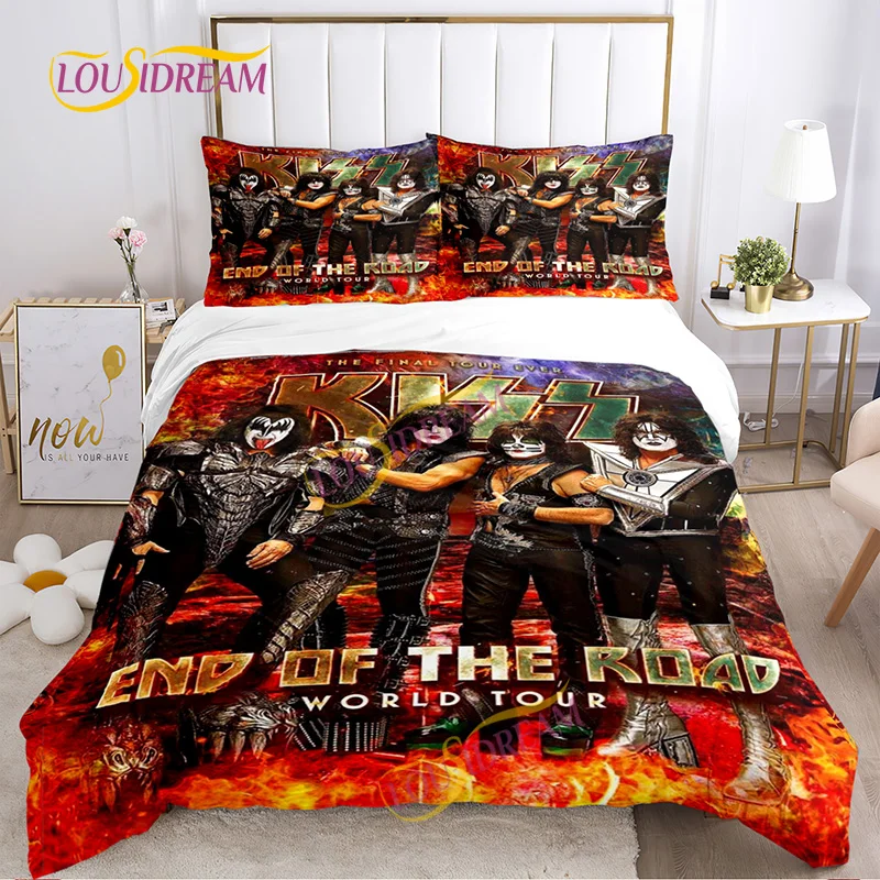 Fun American Kiss Band Music Bedding Set customizable quilt set Comfortable - £41.77 GBP+