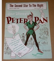 Peter Pan Second Star To The Right Sheet Music 1951 Walt Disney - £39.95 GBP