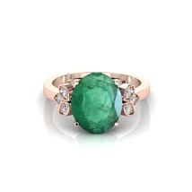 Natural 6Ct Green Emerald 925 Sterling Silver 14k Rose Gold Plated woman ring - £51.56 GBP