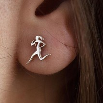 Personality Running Girl Stud Earrings For Women 2019 Brief Tiny Mini Boby Outli - £6.28 GBP