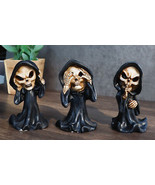 Set Of 3 See No Evil Speak No Evil Hear No Evil Grim Reaper Chibi Mini F... - €18,01 EUR