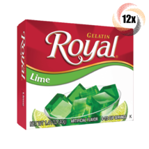 12x Packs Royal Lime Flavor Fat Free Gelatin | 4 Servings Per Pack | 1.4oz - £21.19 GBP