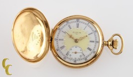 Elgin Antique Mini Hunter 18K Yellow Gold Pocket Watch Gr 208 Size 0 7 J... - $3,898.13