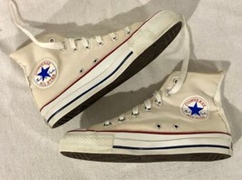 Vintage Converse Chuck Taylor All Star High Top White Made in USA Size M/5 W/7.5 - £71.60 GBP