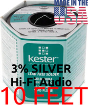 GENUINE KESTER SOLDER 3% SILVER .025&quot; (0.6mm) HIFI-AUDIO LEAD-FREE 10 FEET - $9.98