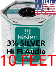 GENUINE KESTER SOLDER 3% SILVER .025&quot; (0.6mm) HIFI-AUDIO LEAD-FREE 10 FEET - £7.71 GBP