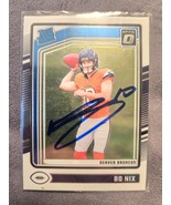 Bo Nix Authentic Hand Signed Rookie Football Card Autographed Denver Bro... - $116.62 CAD