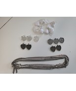 10 Sets HEART Pendant Plate Glass Cabochon Settings w/ Chain For Jewelry... - $556.48 MXN