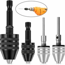 4 Pieces Keyless Drill Chuck, 1/4, 1/8, 1/16 Inch Hex And Round Shanks S... - £20.39 GBP