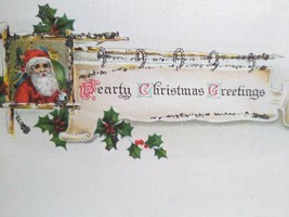 Santa Christmas Greeting Postcard Embossed Art Vintage Glitter Unused Original - £17.56 GBP