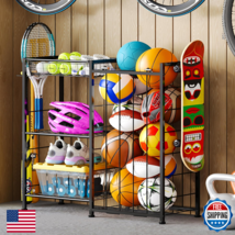 Sports Equipment Organizer, Ball Storage Rack with Elastic Straps and Re... - $82.12