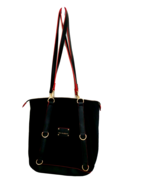 Big Buddha Vegan Backpack Nylon Fold Over Black Laptop Bag Purse Gold Ha... - $36.25 CAD