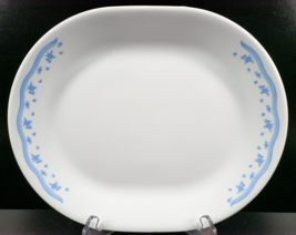 Corelle Morning Blue Oval Serving Platter Corning Blue Floral Border Whi... - £22.63 GBP