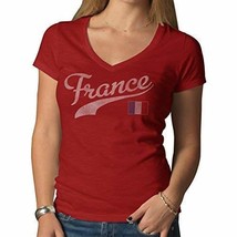 T Shirt France Women&#39;s &#39;47 Vintage V-Neck Scrum Tee, Rescue Red - £11.83 GBP