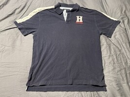 Tommy Hilfiger Polo Shirt XL Navy Blue Cream Stripe Shoulders Embroidere... - $160.93 MXN Tommy Hilfiger Polo Shirt XL Navy Blue Cream Stripe Shoulders Embroidere... - $160.93 MXN