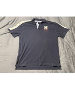 Tommy Hilfiger Polo Shirt XL Navy Blue Cream Stripe Shoulders Embroidere... - $160.93 MXN