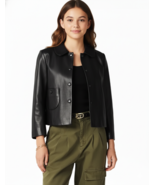 Chaqueta casual de motocicleta negra de piel de cordero hecha a mano de ... - $205.64 CAD+