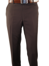 Mantoni Mens Flat Front Pants All Wool Super 140&#39;s Classic Fit 40901 bro... - £39.87 GBP