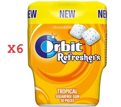 Orbit Refresher&#39;s Tropical Sugar Free Chewing Gum Tubs - 6 x 67g - £34.30 GBP