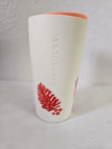 Starbucks Pink Pine Cone Ceramic Coffee Tumbler 12 Oz Travel Cup With Lid - $12.76